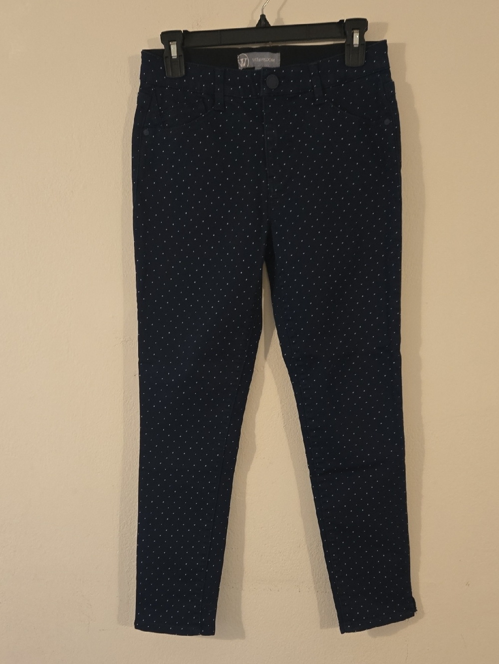 Wit & Wisdom Navy Polka Dot Skinny Jeans Size 2